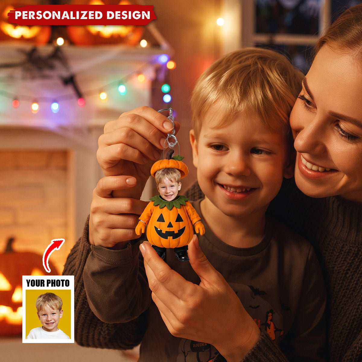 Custom Face Baby Halloween, Spooky Birthday Decor - Personalized Keychain