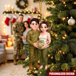 Expecting Army Parents - Personalized Acrylic Ornament - Special Gift for Expecting Parents, for Him, for Her