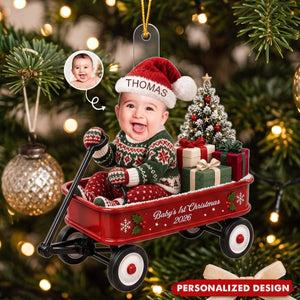 Custom Photo First Christmas Acrylic Ornament - Personalized Christmas Baby Shower, Gender Reveal Gifts For New Moms, New Dads, New Parents