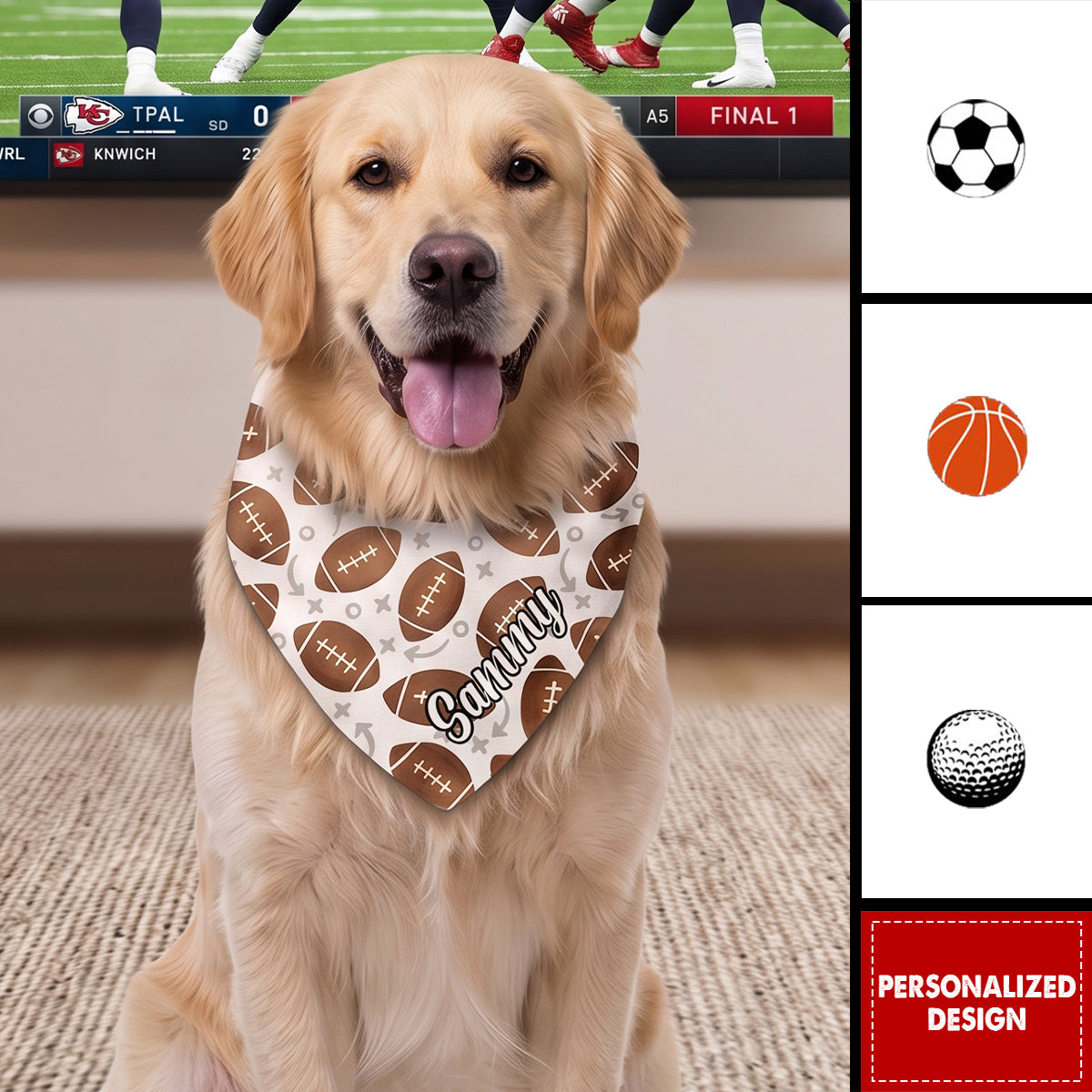 Dog Bandana Gift For Sport Lover - Personalized Bandana Collar