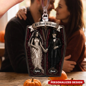 Skeleton Couple In Coffin - Personalized Keychain - Halloween Decoration