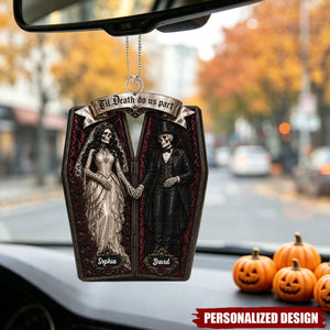 Skeleton Couple In Coffin - Personalized Ornament - Halloween Decoration