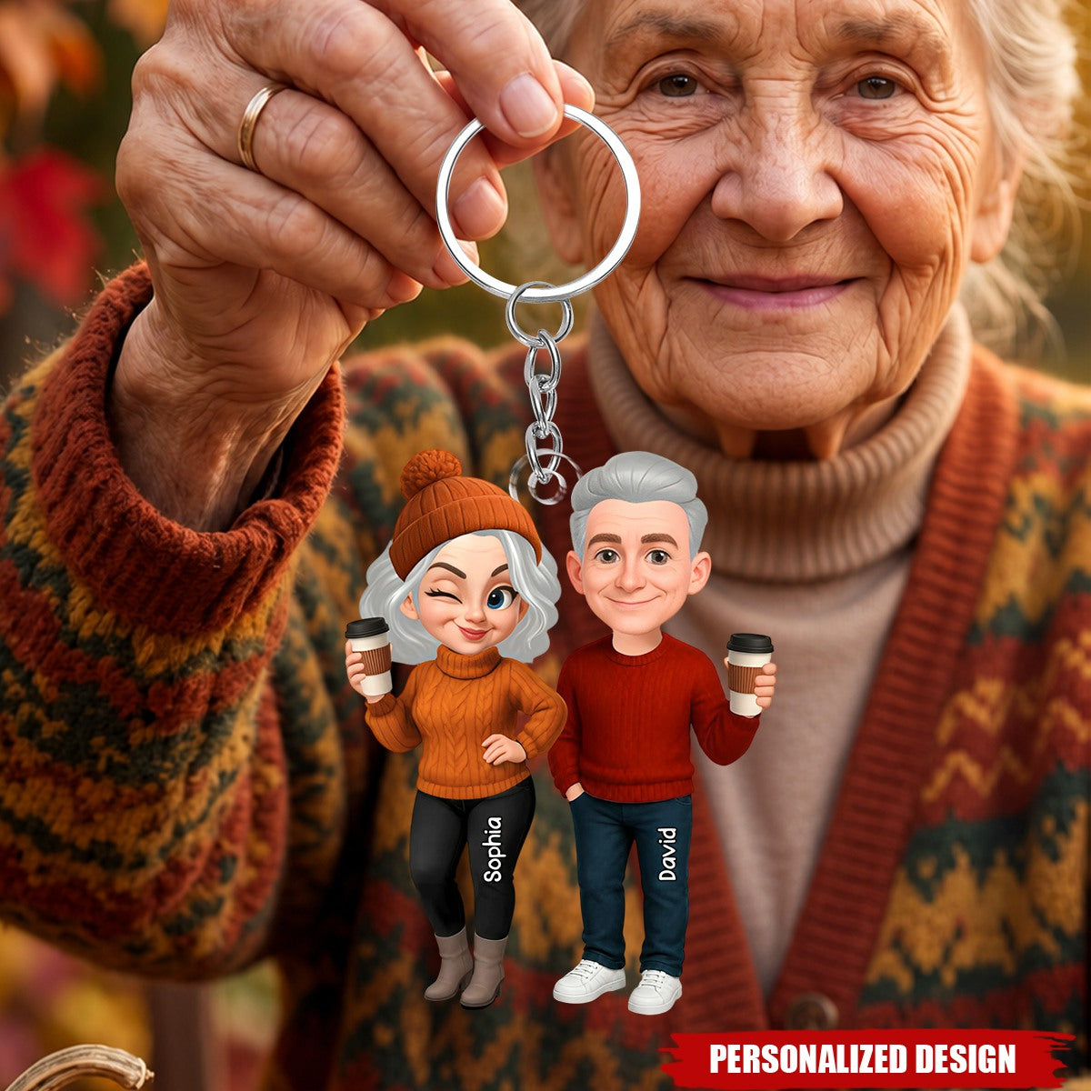 Hello Fall Grandparents' Pumpkin Patch - Personalized Keychain