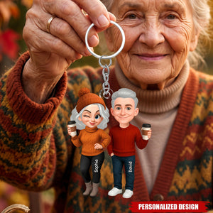 Hello Fall Grandparents' Pumpkin Patch - Personalized Keychain