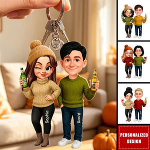 Hello Fall Grandparents' Pumpkin Patch - Personalized Keychain