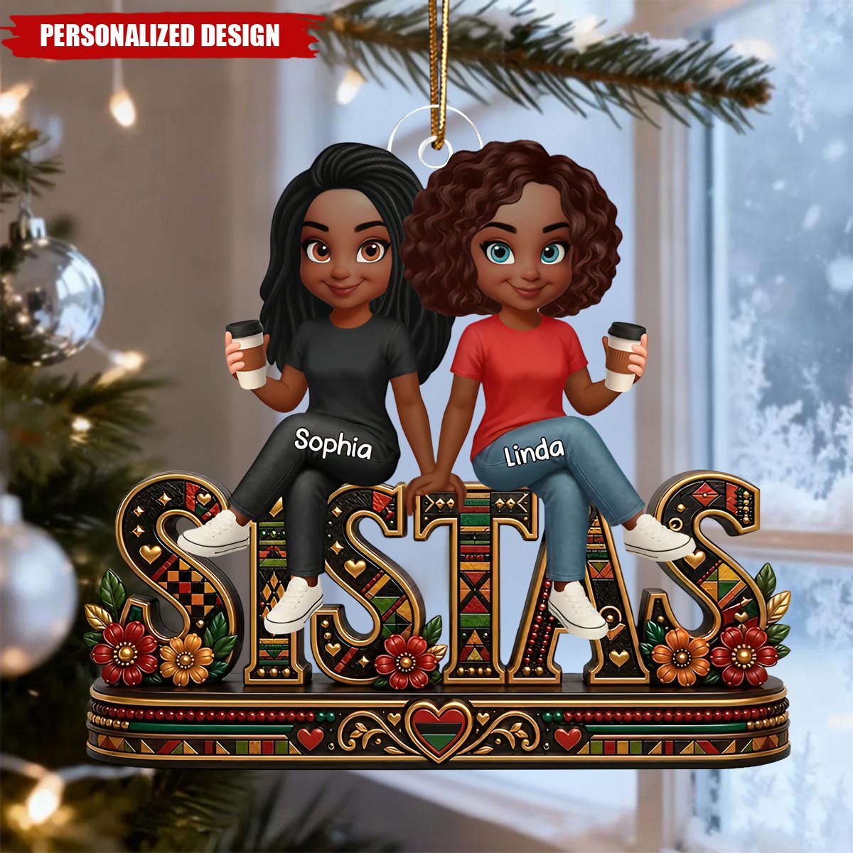 Besties Sisters Sistas Forever - Personalized Acrylic Ornament