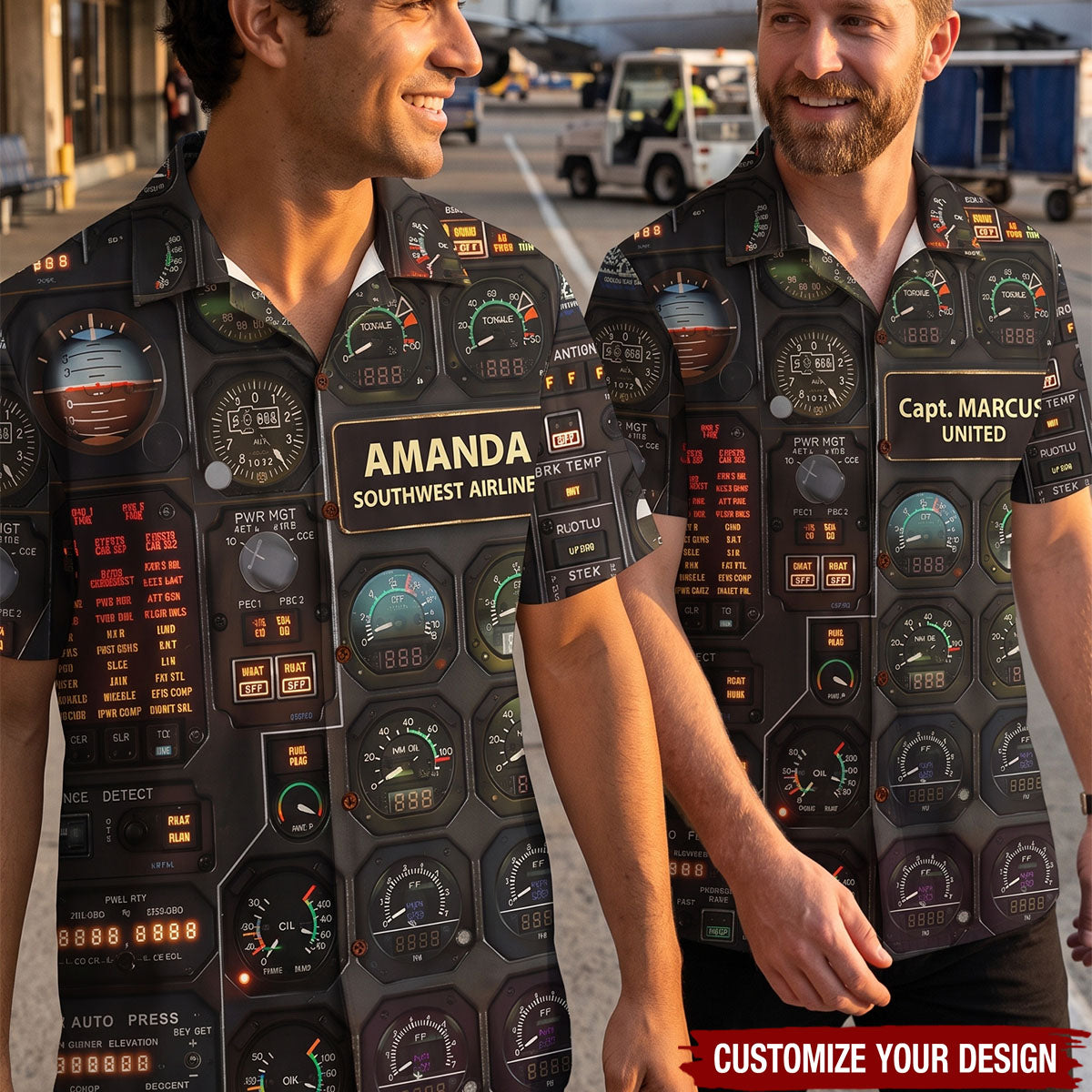 Pilot Seaplane Control Panel Hawaiian Shirt - Custom Name & Number