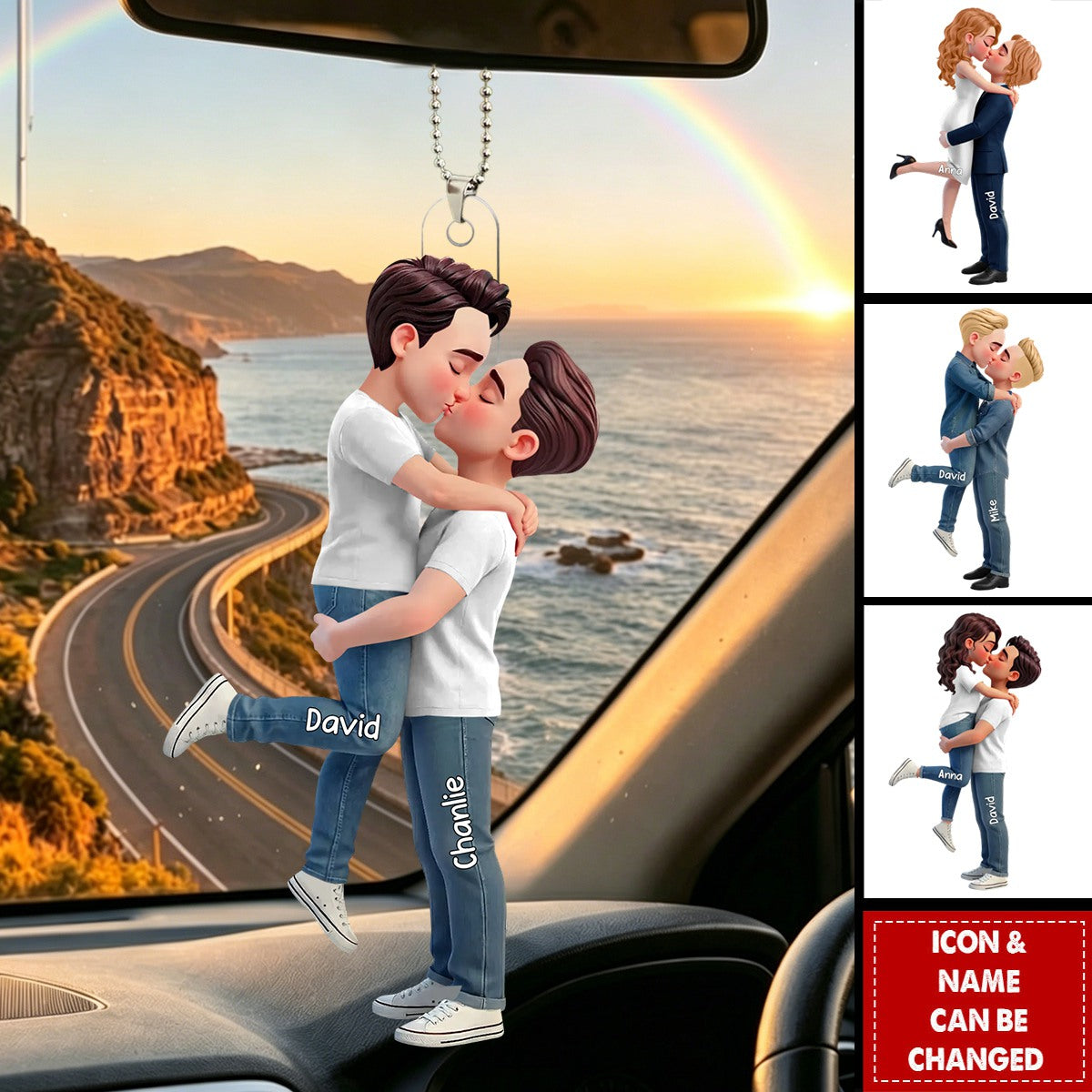 LGBT Couple Personalized Car Orament - Gift For Couple, Happy Pride Month