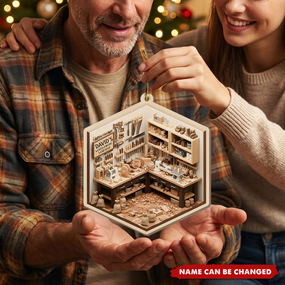 Personalized Woodworking Workshop Christmas Ornament, Carpenter Ornament