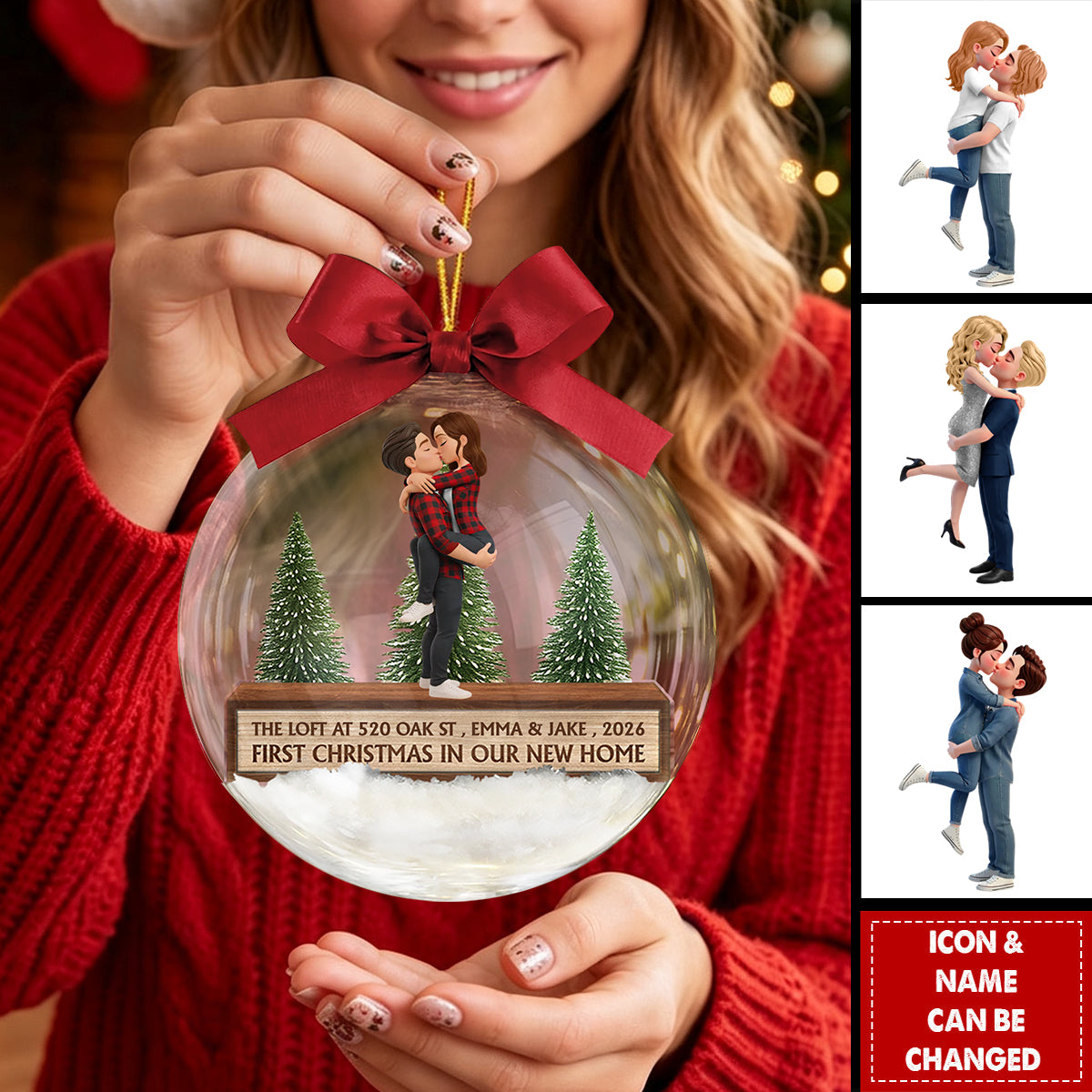 Custom First Christmas In Our New Home - Personalized Acrylic Ball Ornament