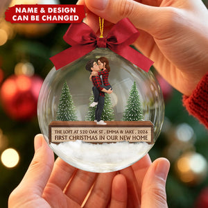 Custom First Christmas In Our New Home - Personalized Acrylic Ball Ornament