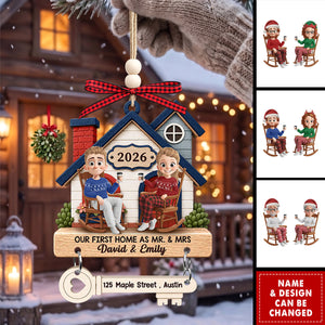 Custom First Christmas Ornament With Tag - Personalized couple Gifts - Mistletoe On Our Doorstep