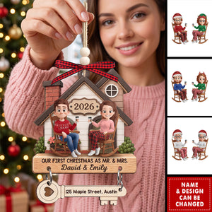 Custom First Christmas Ornament With Tag - Personalized couple Gifts - Mistletoe On Our Doorstep
