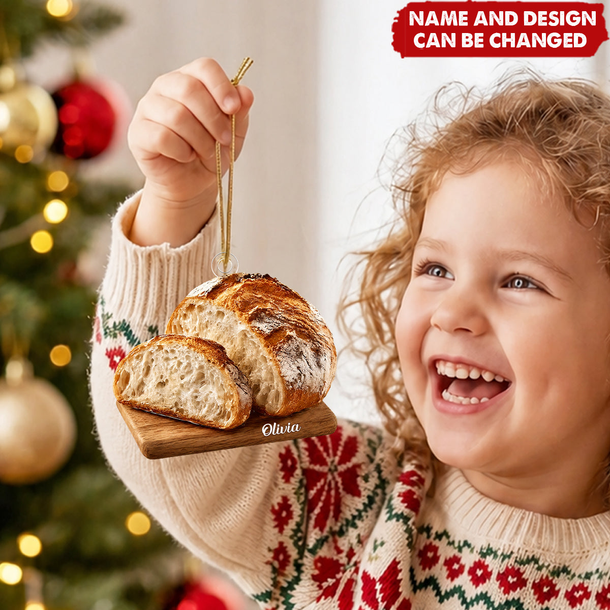 Personalized Bread Ornament, Custom Baker Christmas Keepsake Gift
