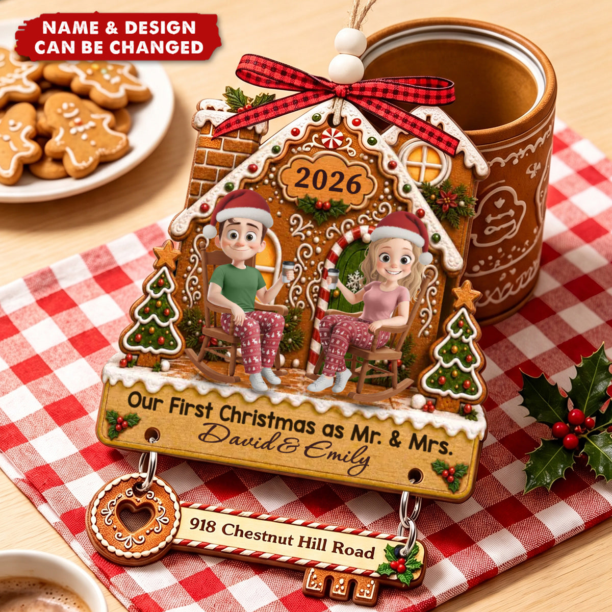 Custom First Christmas Ornament With Tag - Personalized Couple Gifts - Under Our Snowy Roof