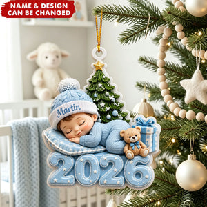 Baby’s First Christmas Ornament 2026, Personalized Name Newborn Keepsake Gift, Christmas Tree Decor