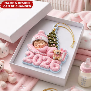 Baby’s First Christmas Ornament 2026, Personalized Name Newborn Keepsake Gift, Christmas Tree Decor