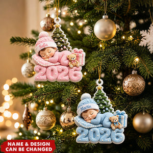 Baby’s First Christmas Ornament 2026, Personalized Name Newborn Keepsake Gift, Christmas Tree Decor