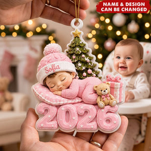Baby’s First Christmas Ornament 2026, Personalized Name Newborn Keepsake Gift, Christmas Tree Decor