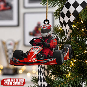 Personalized Go Kart Ornament , Custom Name & Number, Racing Fan Gift
