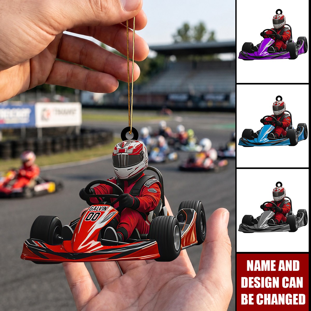 Personalized Go Kart Ornament , Custom Name & Number, Racing Fan Gift