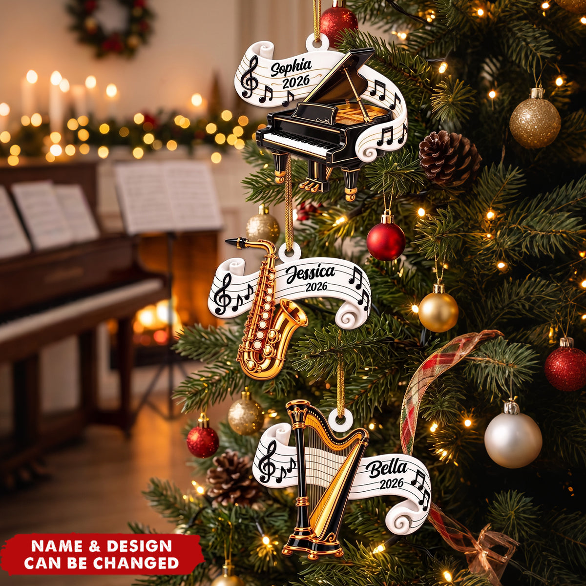 Classic Music Instrument Gift For Band Student, Music Teacher - Personalized Ornament