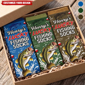 Custom Crew Socks - Personalized Birthday Fishing Gifts For Fisherman - Just Keep Reeling