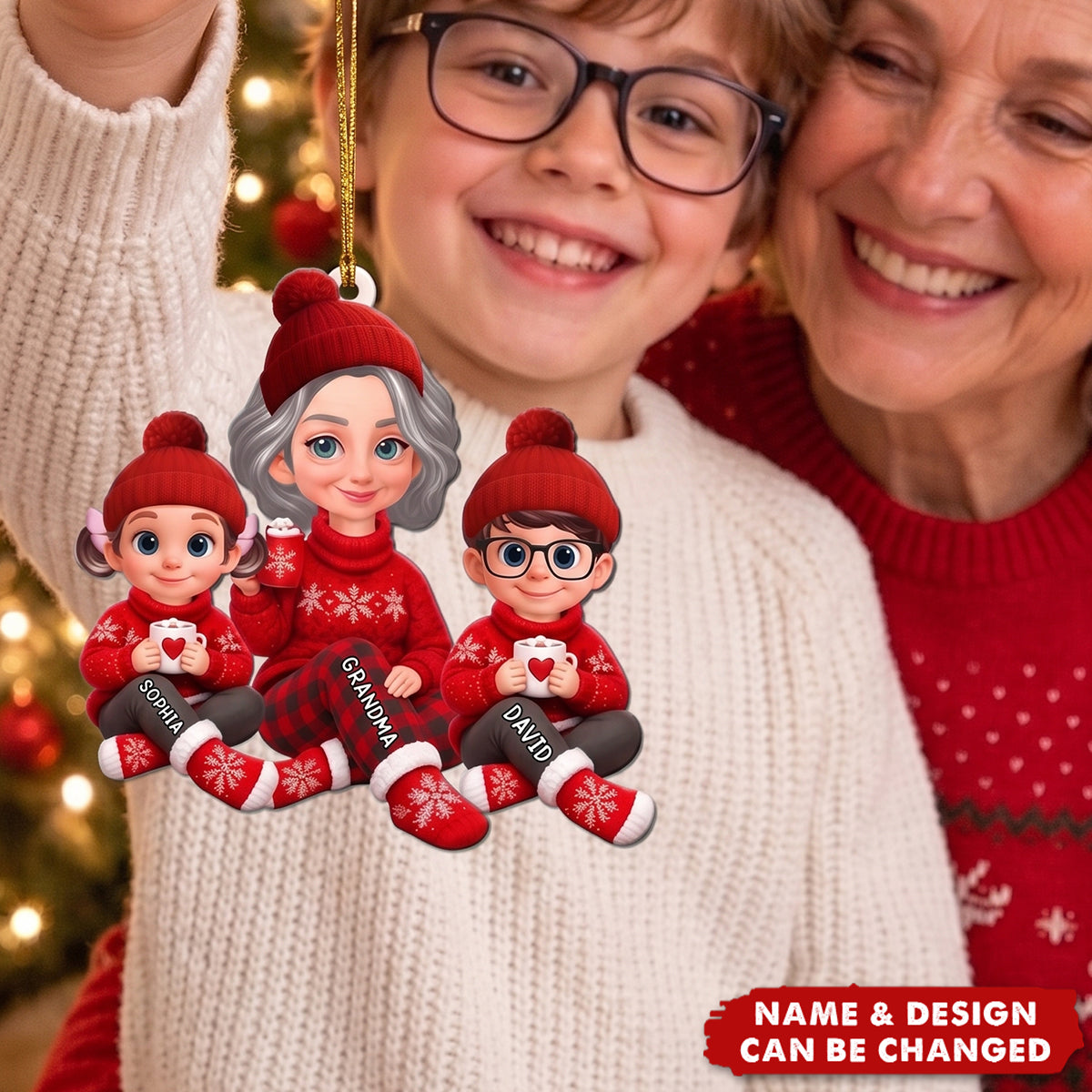 Personalized Grandma & Grandkids Christmas Ornament