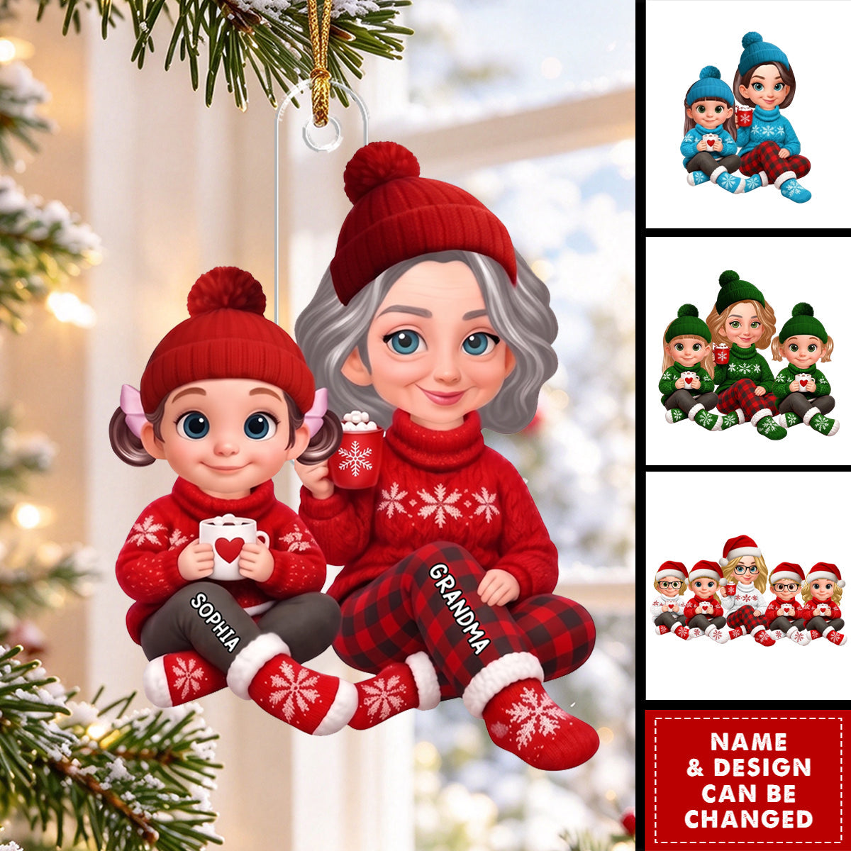 Personalized Grandma & Grandkids Christmas Ornament