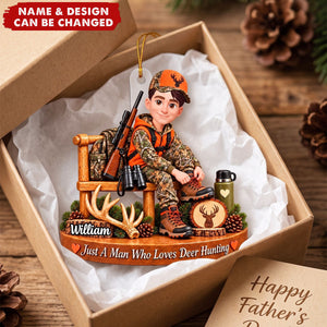 Just A Man Who Loves Deer Hunting - Personalized Acrylic Ornament