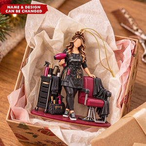 Personalized Hair Stylist Christmas Ornament, Custom Name Hairdresser Gift
