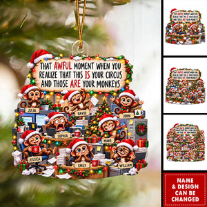 Funny Coworker Bulk Gifts - Monkey Circus, Gag Gifts For Team - Personalized Ornament