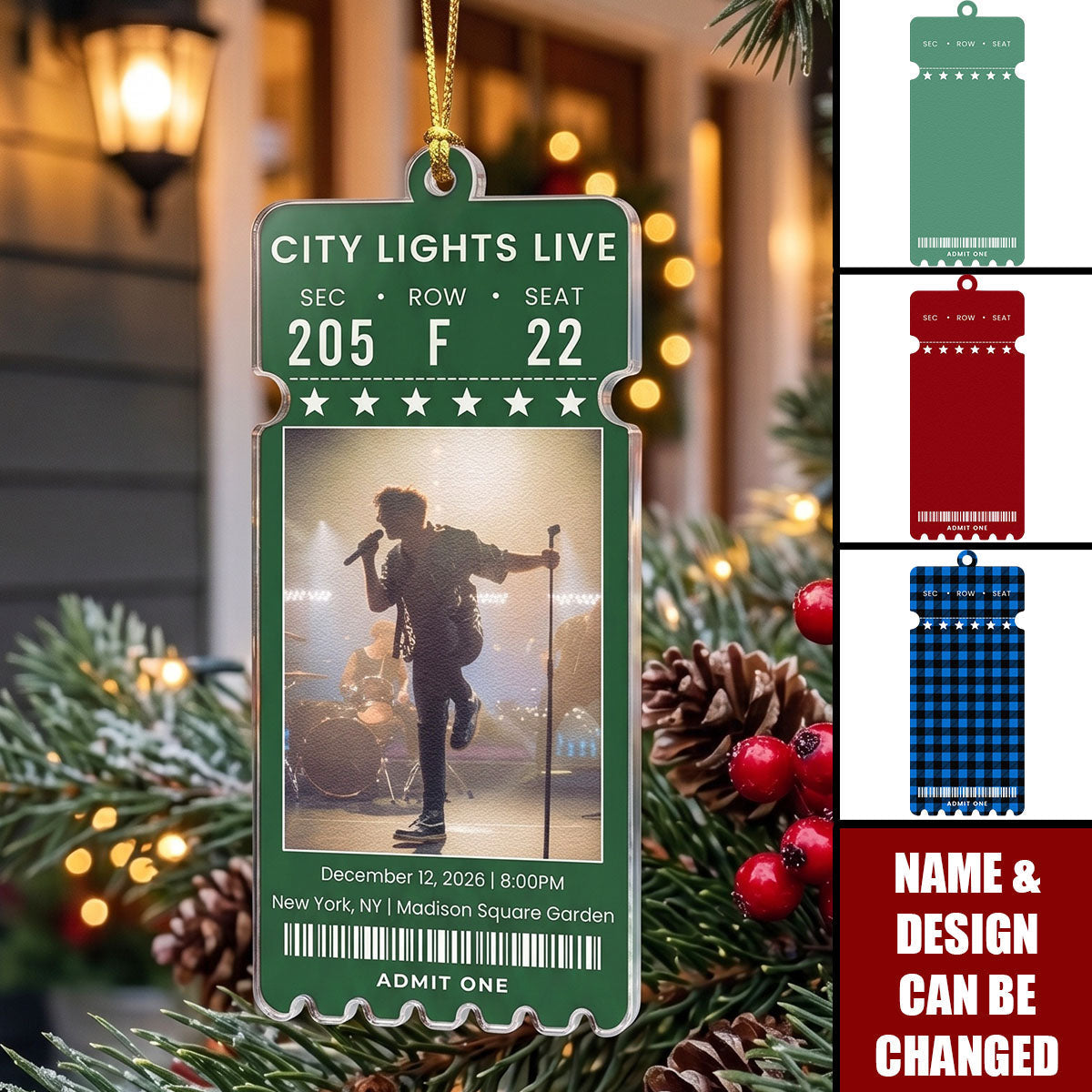 Custom Concert Ticket With Photo Music Event For Fans, Music Lovers - Personalized Ornament