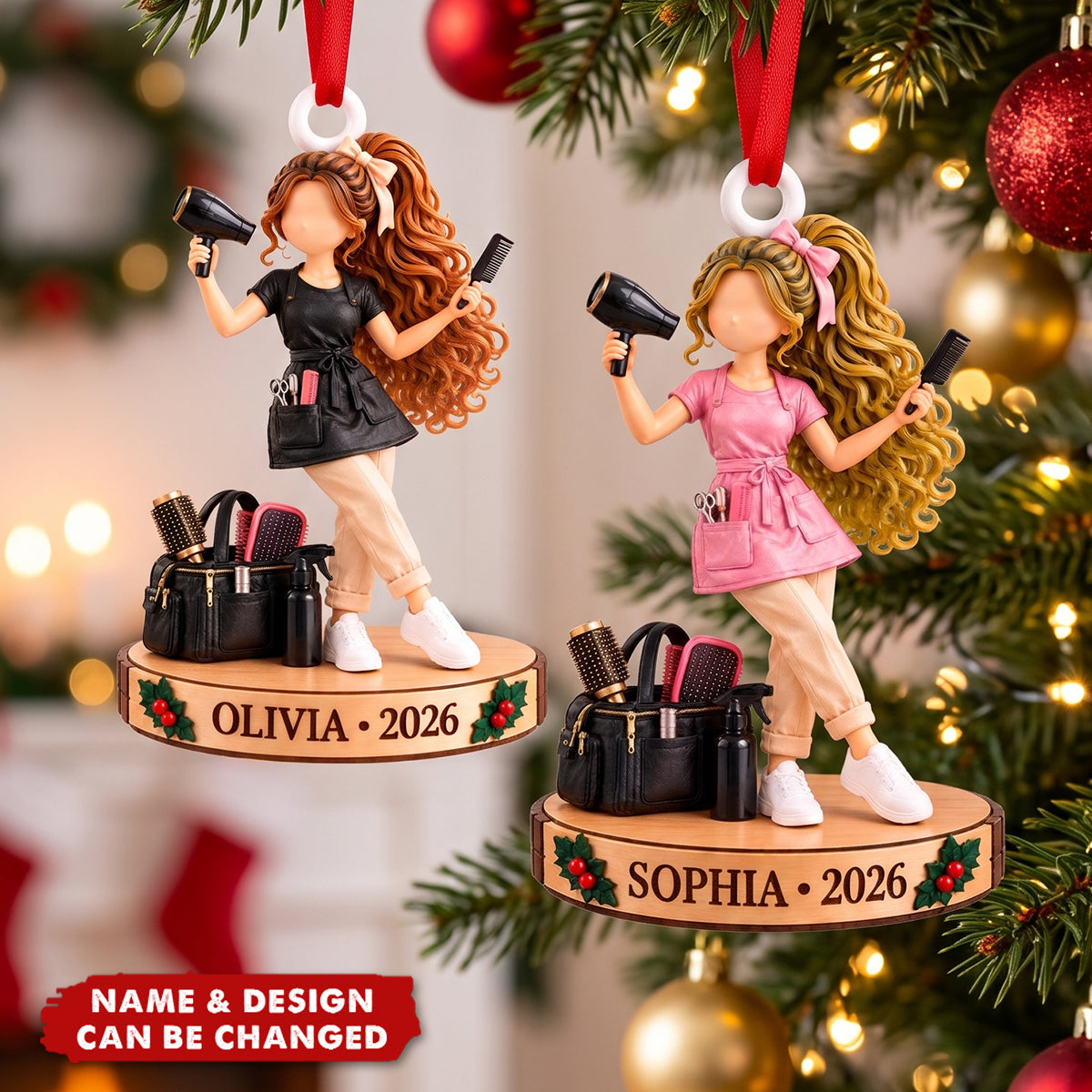 Personalized Hairstylist Ornament, Custom Hairdresser Tree Decor, Salon Owner Gift 2026