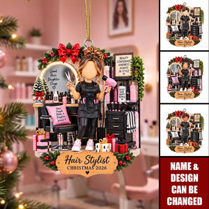 Hair Stylist Christmas Ornament, Personalized Hairdresser Gift, Salon Owner Tree Decor