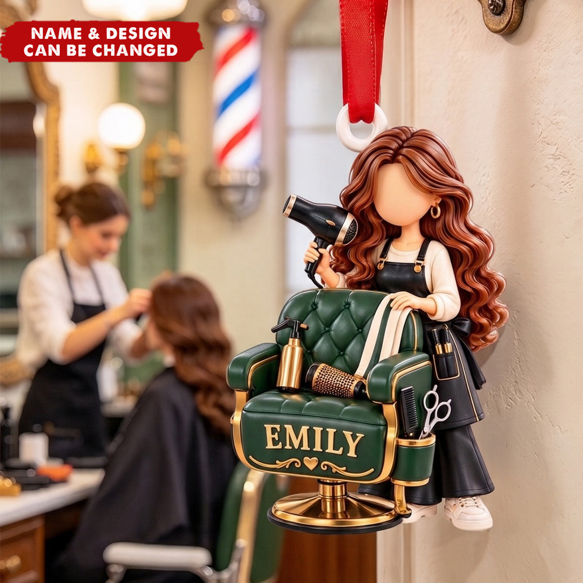 Personalized Hair Stylist Christmas Ornament, Custom Name Hairdresser Acrylic Ornament