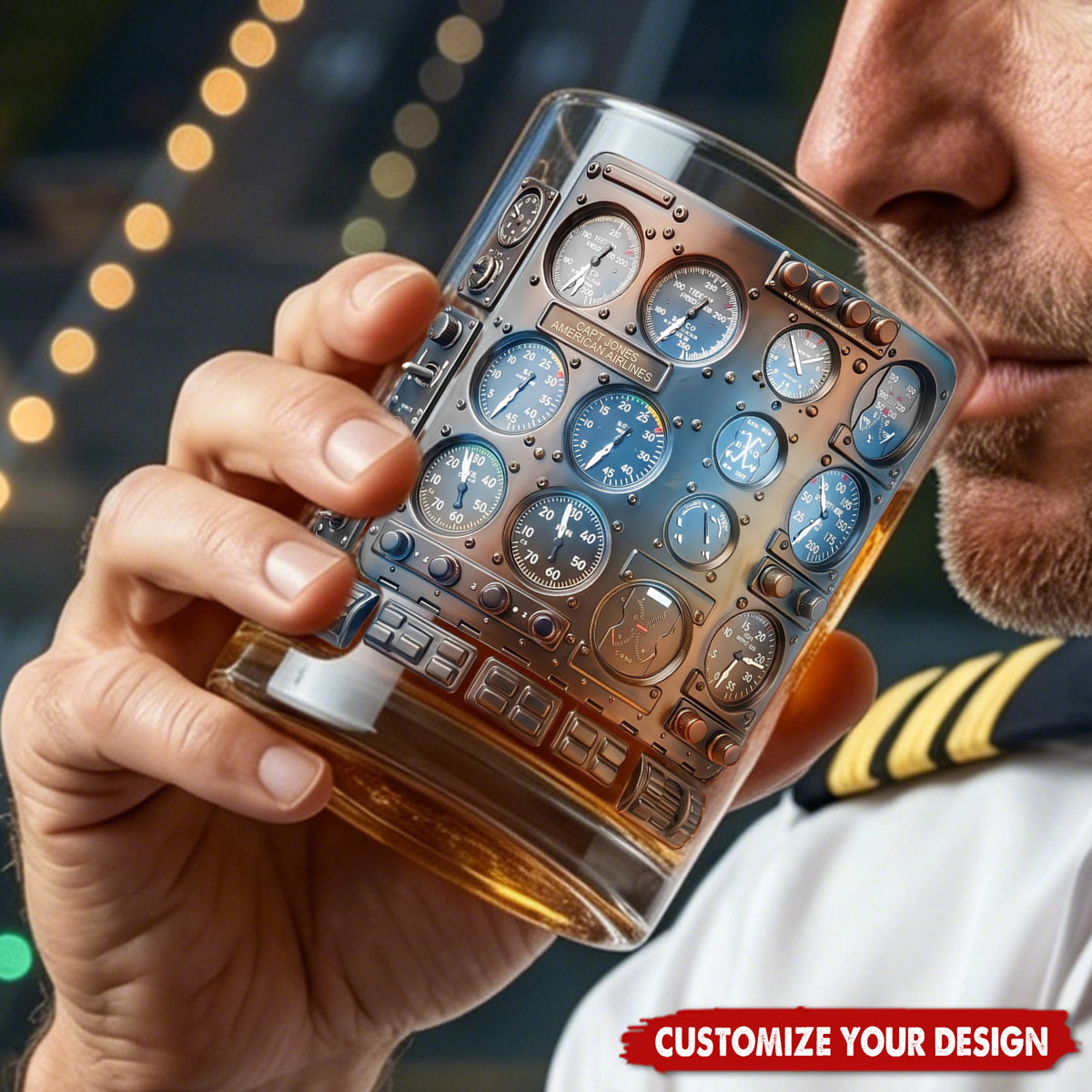 Pilot Cockpit Round Glass, Personalized Gifts For Pilot