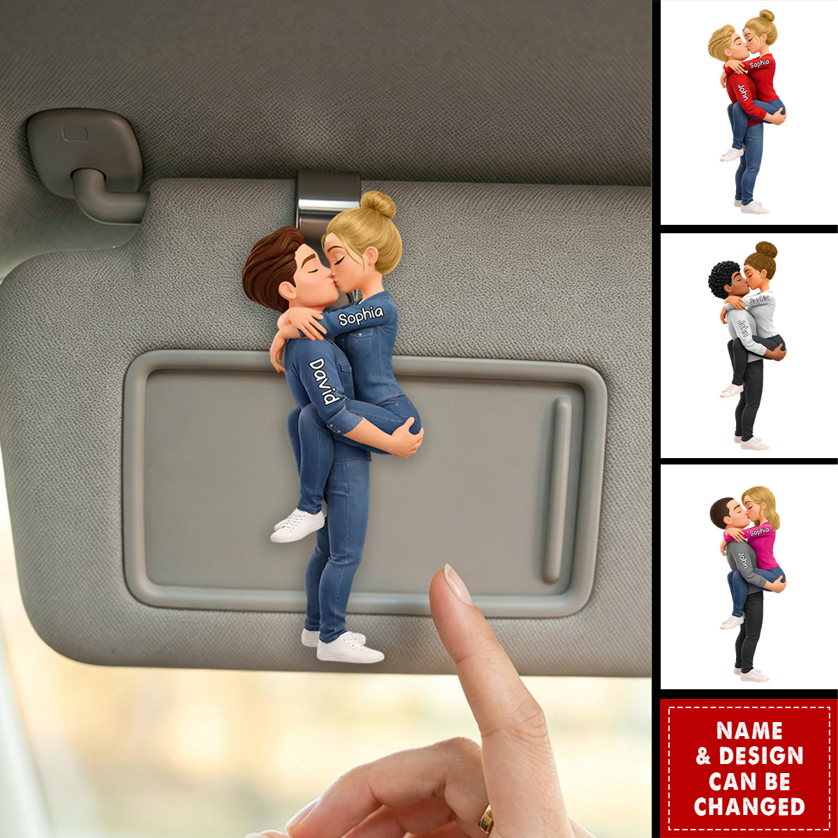 Kissing Couple -Personalized Acrylic Visor Clip, Gift for Couple