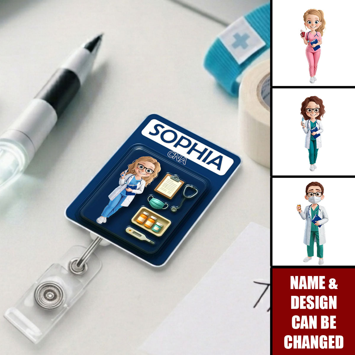 Custom Acrylic Badge Reel - Personalized Birthday Gifts For Nurse - Healthcare Hero On Duty
