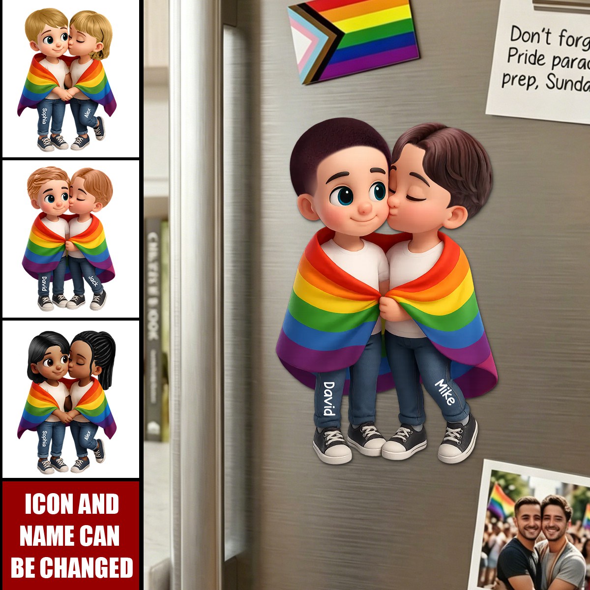 Pride Month LGBT Couple Love Is Love Personalized Fridge Magnet