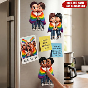 Pride Month LGBT Couple Love Is Love Personalized Fridge Magnet