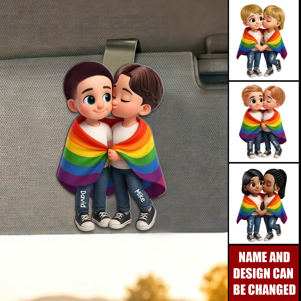 Pride Month LGBT Couple Love Is Love Personalized Acrylic Visor Clip