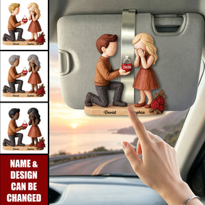 Couple Marriage Proposal - Personalized Acrylic Visor Clip
