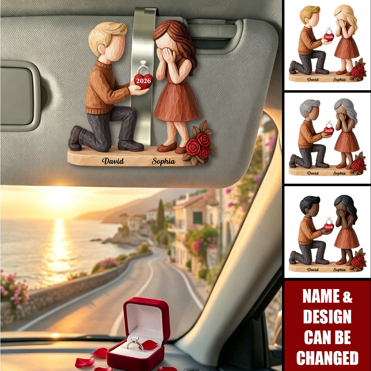 Couple Marriage Proposal - Personalized Acrylic Visor Clip