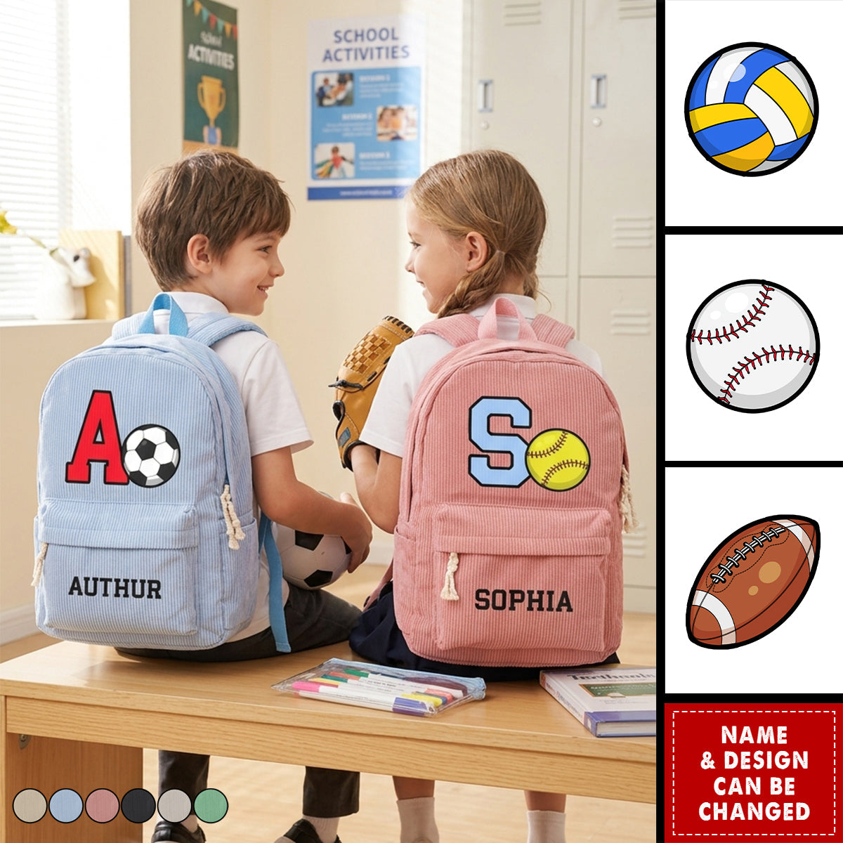 Custom Name, Sports For Back To School For Kids - Personalized Backpack