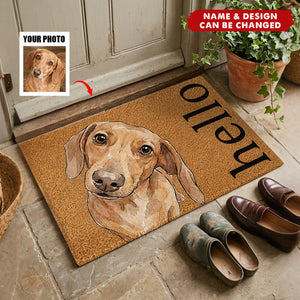 Custom Pet Portrait Funny Doormat Watercolor Art - Personalized Doormat