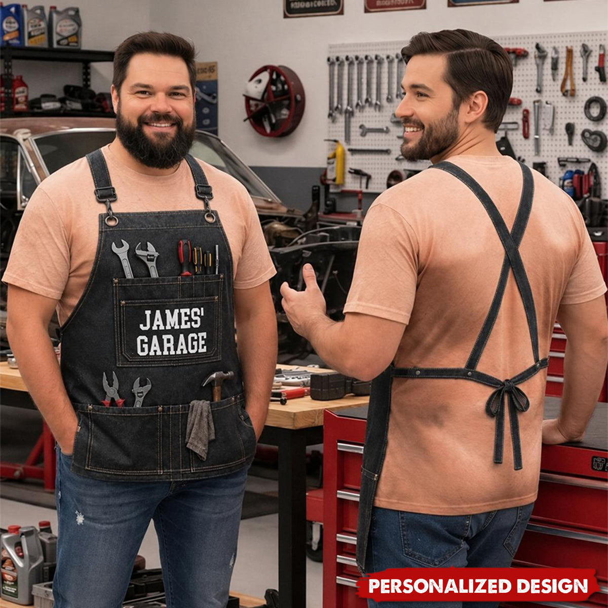 Custom Mechanic T-shirt - Personalized Grilling Gifts For Husband, Son, Grandson, Yourself - Built In The Garage