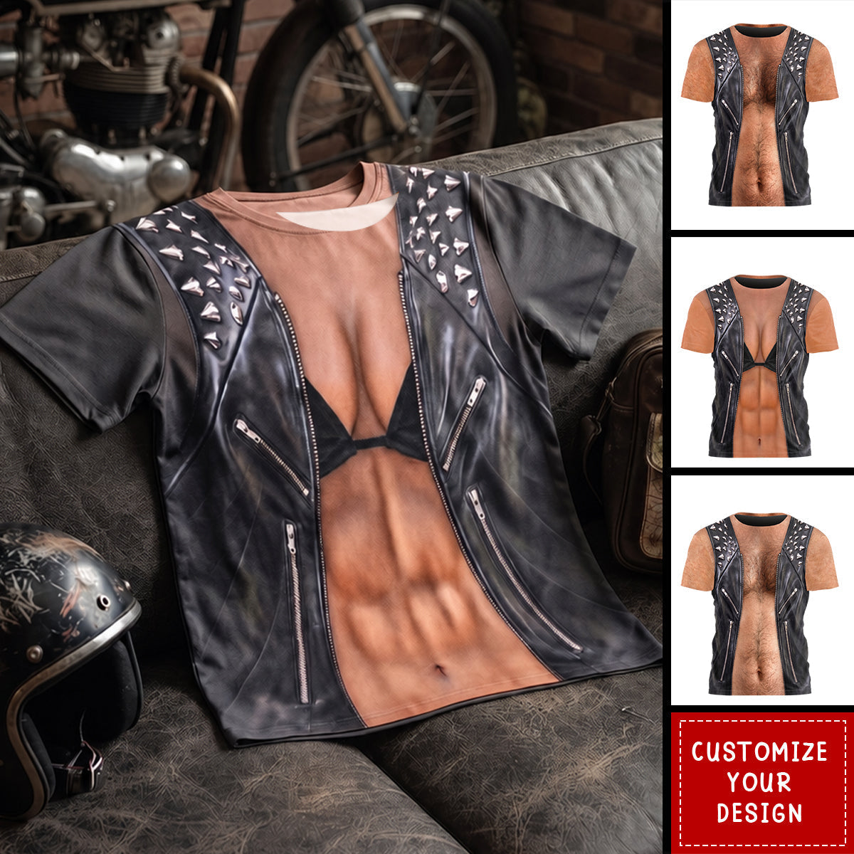 Men & Women Biker Couple, Biker Costume Halloween Costume, Motocycle Lovers - Personalized Shirt