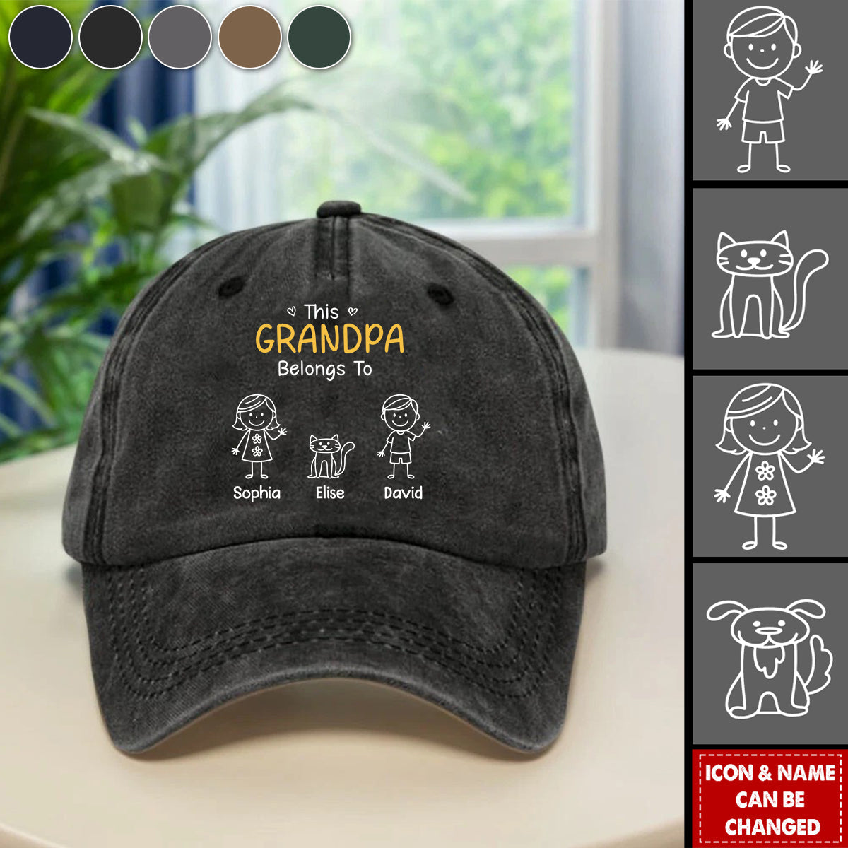 Custom Vintage Washed Denim Baseball Cap - Personalized Birthday Gifts For Dad, Grandpa - My Crew Makes Me Smile