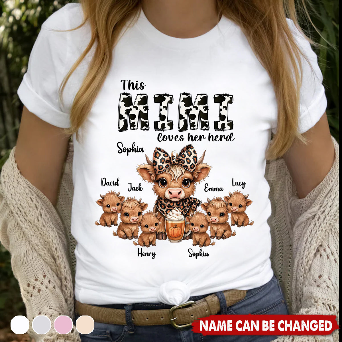 This Mama Grandma Loves Her Herds – Cozy Fall Vibe Personalized Highland Cow Family Shirt